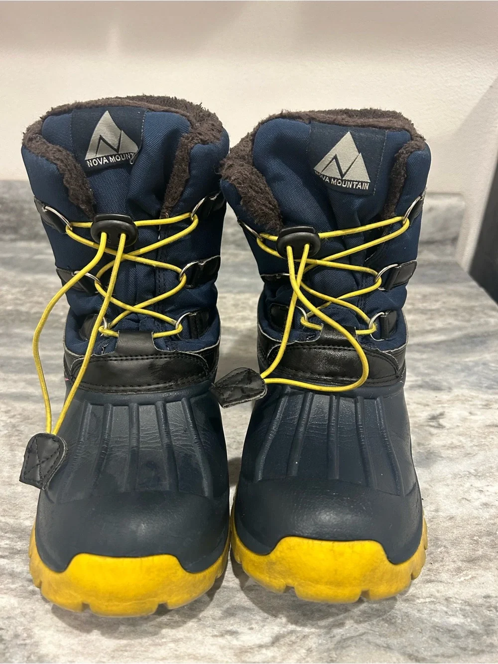 Kids' Navy and Yellow Waterproof Winter Boots